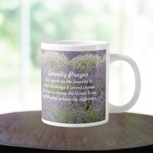 Inspiration Serenity Gebet Lavendel Garten Jumbo-Tasse (In Situ)