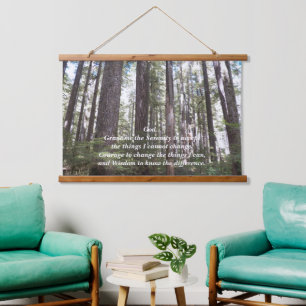 Inspiration Serenity Gebet Sunlit Forest Wandteppich Mit Holzrahmen