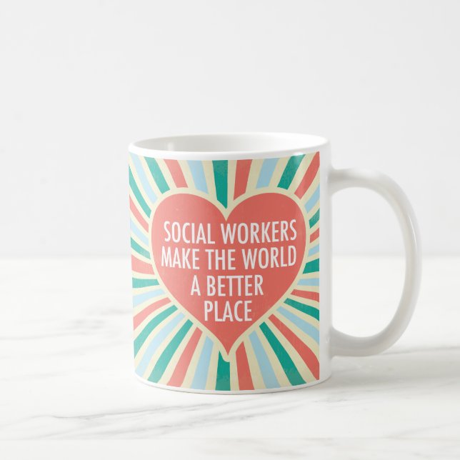 Inspiration Social Work Zitat Herz Retro Farben Kaffeetasse (Rechts)