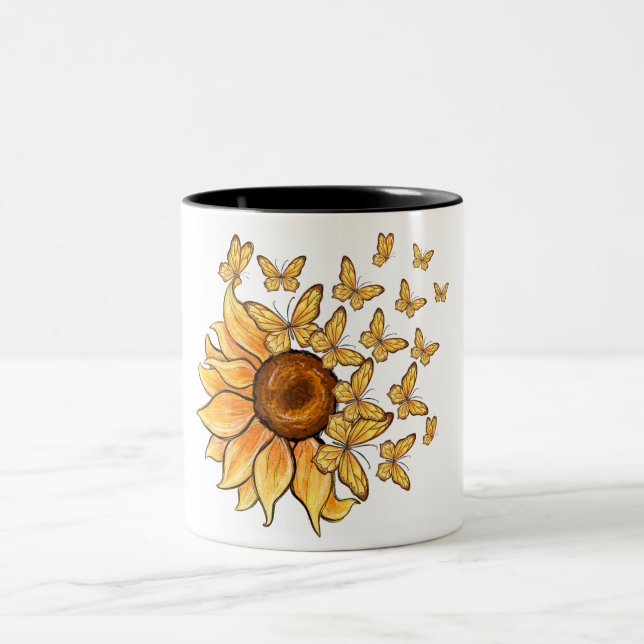 Inspiration/Sonnenblumen-Veröffentlichung Zweifarbige Tasse (Mittel)