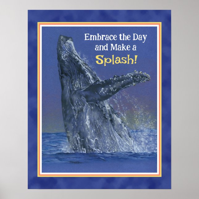 Inspiration Spaß Whale Print - Tiefe blaue Grenze Poster (Vorne)