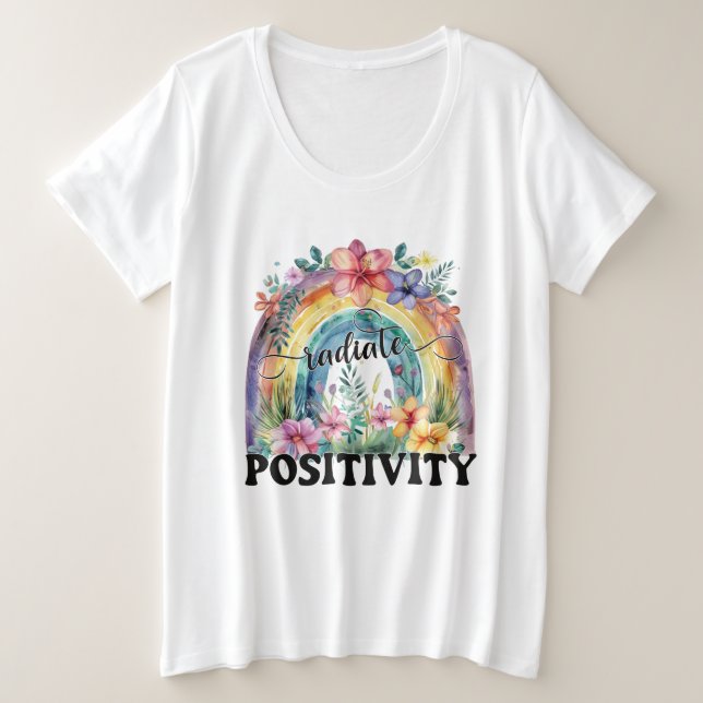 Inspiration strahlt Positivitätswort Kunst Regenbo Große Größe T-Shirt (Design vorne)