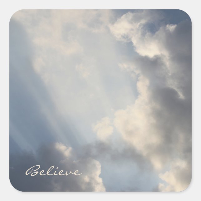 Inspiration Sunbeams Blue Sky Quadratischer Aufkleber (Vorderseite)
