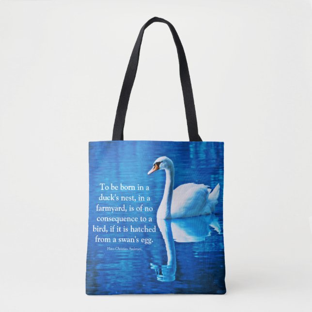 Inspiration Swan Reflection Blau & Weiß Tasche (Vorderseite)