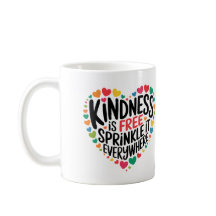 Inspiration Tasse Kindness Zitat farbenfrohe Herze
