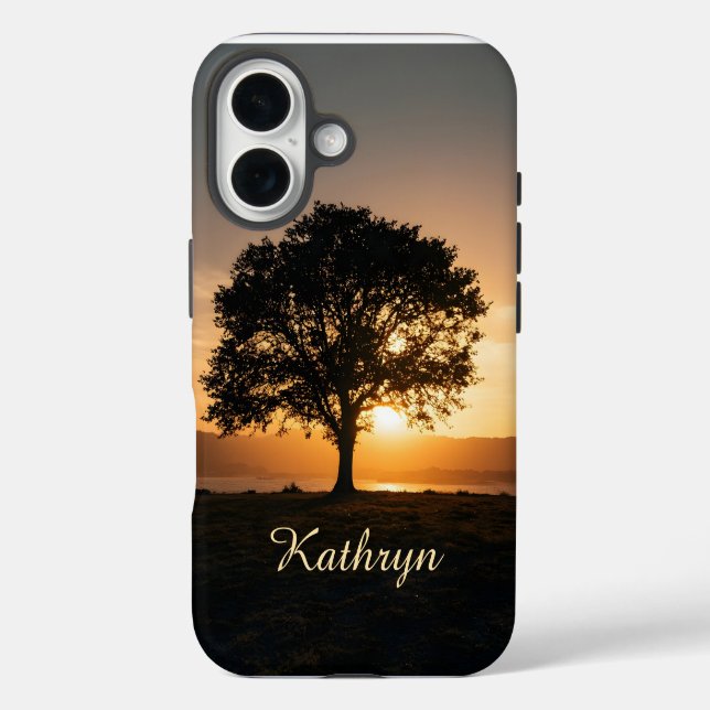 Inspiration Tree Sunset Silhouette Hope Gift iPhone 16 Hülle (Rückseite)
