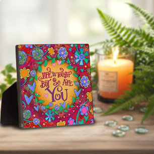 Inspiration und Blumenleben sind harte Zitate Fotoplatte