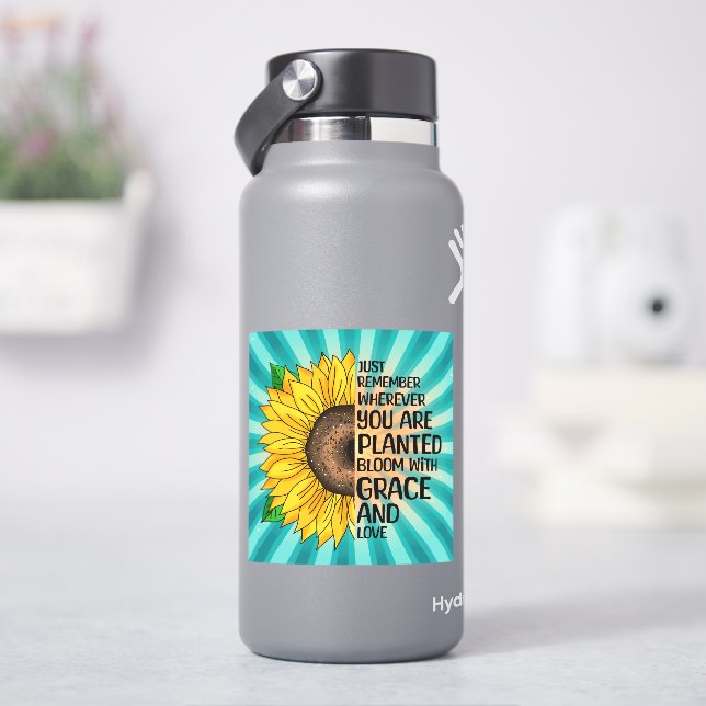 Inspiration und handgezeichnete Sonnenblume Aufkleber (HydroFlask)