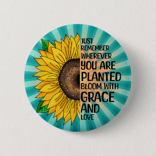 Inspiration und handgezeichnete Sonnenblume Button