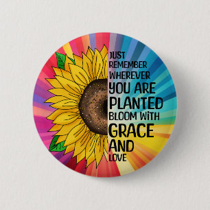 Inspiration und handgezeichnete Sonnenblume Button