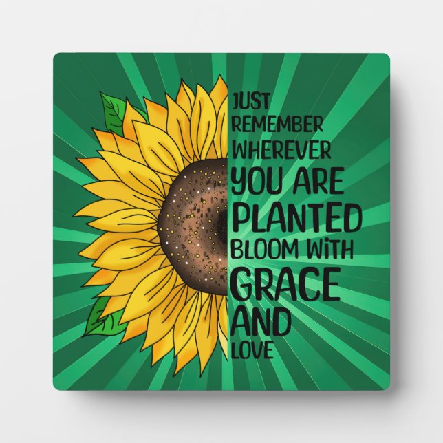 Inspiration und handgezeichnete Sonnenblume Fotoplatte (Vorderseite)