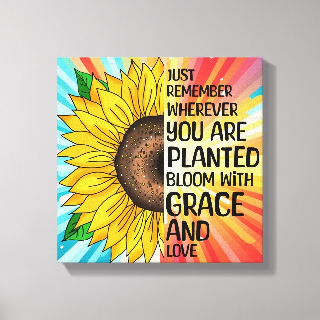 Inspiration und handgezeichnete Sonnenblume Leinwanddruck (Vorderseite)