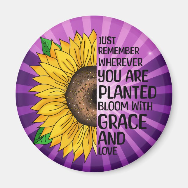 Inspiration und handgezeichnete Sonnenblume Magnet (Vorne)