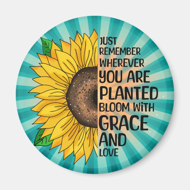 Inspiration und handgezeichnete Sonnenblume Magnet (Vorne)