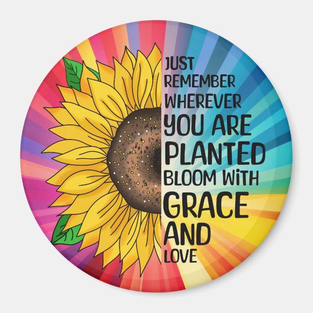 Inspiration und handgezeichnete Sonnenblume Magnet (Vorne)