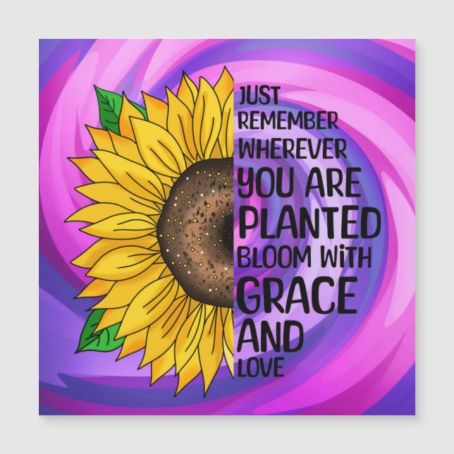 Inspiration und handgezeichnete Sonnenblume Magnetkarte (Vorderseite)