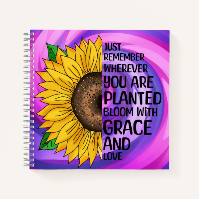 Inspiration und handgezeichnete Sonnenblume Notizbuch (Vorderseite)