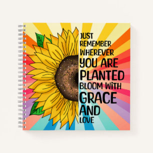 Inspiration und handgezeichnete Sonnenblume Notizbuch