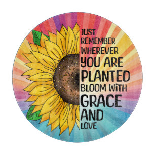 Inspiration und handgezeichnete Sonnenblume Schneidebrett