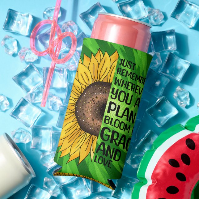 Inspiration und handgezeichnete Sonnenblume Selters Dosenkühler (In Situ Sommer)