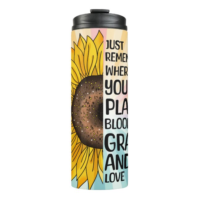 Inspiration und handgezeichnete Sonnenblume Thermosbecher (Vorderseite)