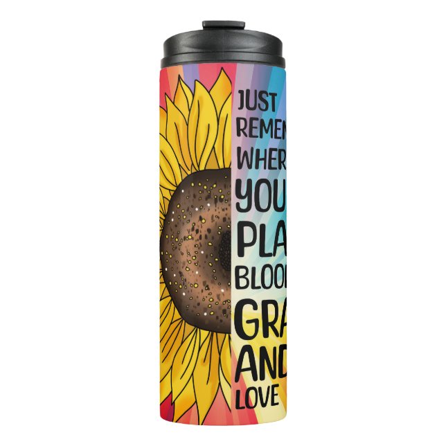 Inspiration und handgezeichnete Sonnenblume Thermosbecher (Vorderseite)
