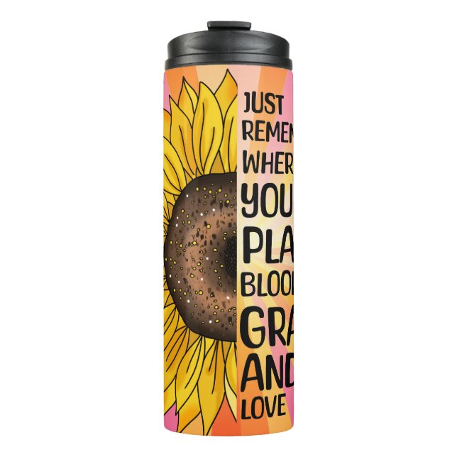 Inspiration und handgezeichnete Sonnenblume Thermosbecher (Vorderseite)