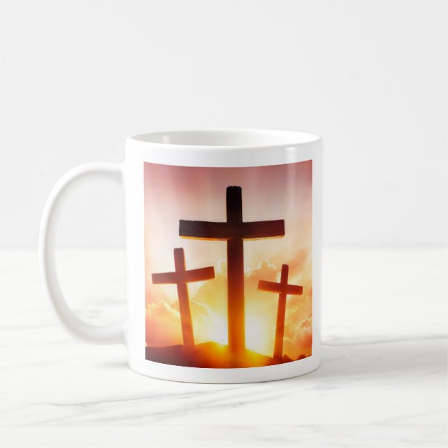 Inspiration und Silhouette von drei Kreuzen | reli Kaffeetasse (Links)