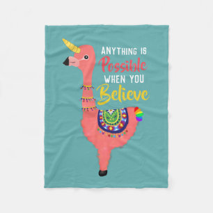 Inspiration Unicorn Flamingo Llama glauben Zitat Fleecedecke