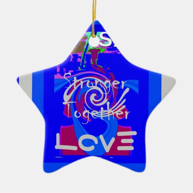 Inspiration USA Wir sind enger mit der Liebe zusam Keramikornament (Vorne)
