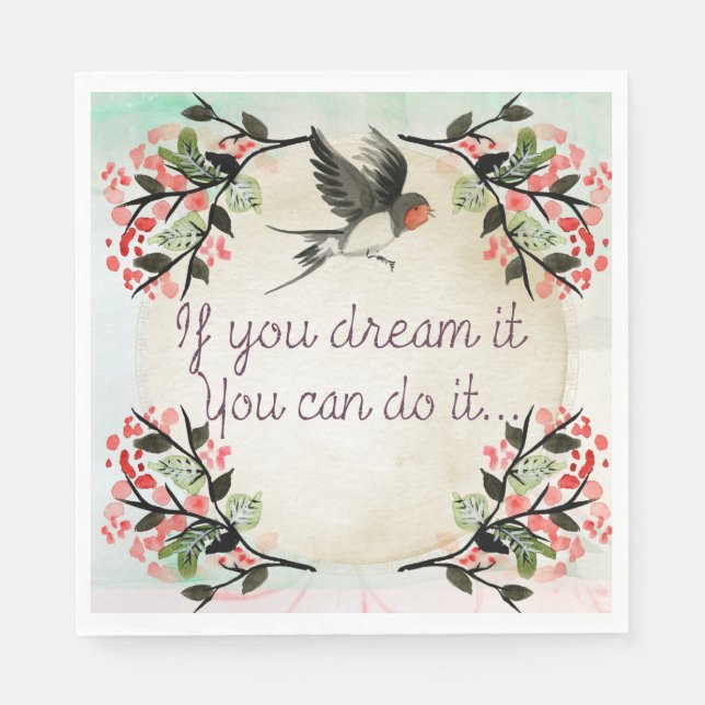 Inspiration, wenn Sie träumen, es Aquarell Serviette (Vorderseite)