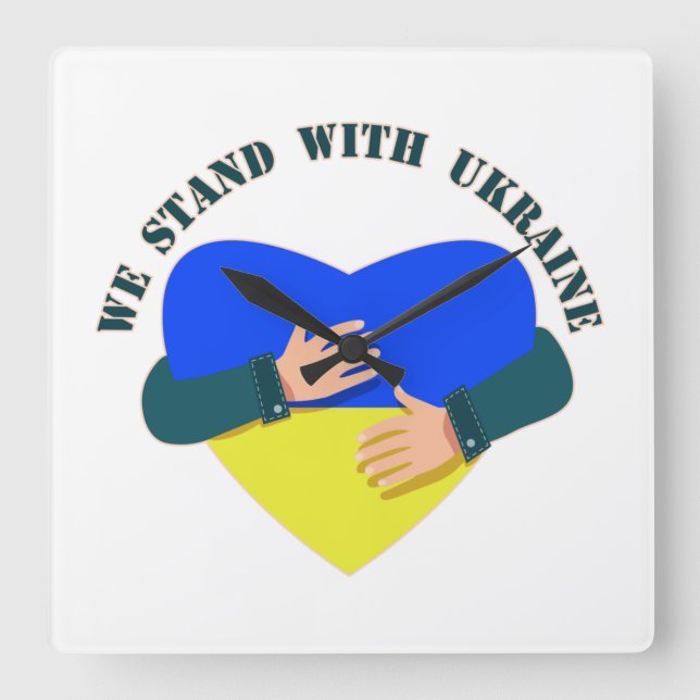 Inspiration: Wir stehen mit der Ukraine Quadratische Wanduhr (Vorderseite)