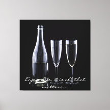 Inspiration Zitat Champagne Flute Schwarz-weiß