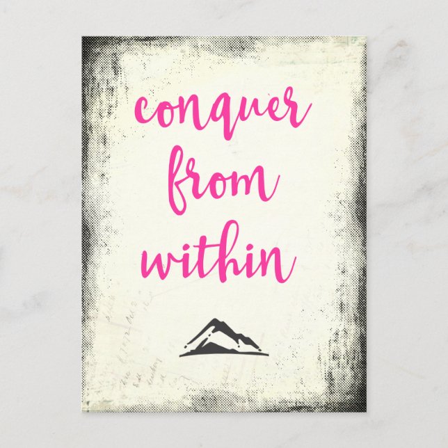 Inspiration Zitat Conquer aus der Typografie Postkarte (Vorderseite)