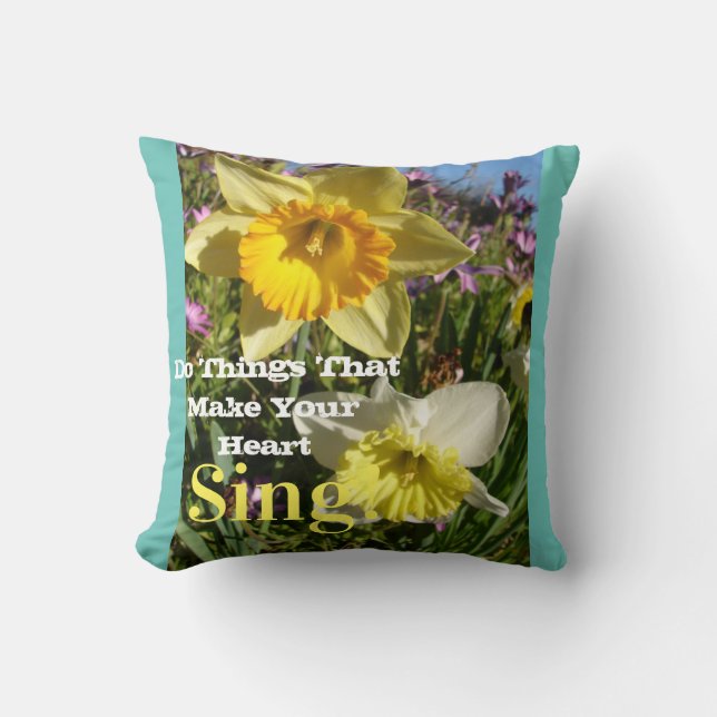 Inspiration Zitat Daffodische Frühlingsblüte Blume Kissen (Vorderseite)