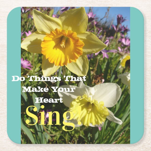 Inspiration Zitat Daffodische Frühlingsblüte Blume Rechteckiger Pappuntersetzer (Vorderseite)
