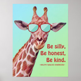 Inspiration Zitat Emerson Be Albern Spaß Giraffe Poster