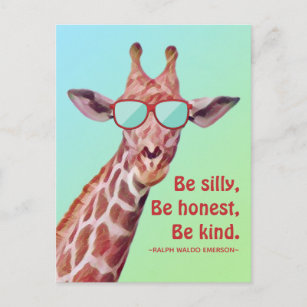 Inspiration Zitat Emerson Be Albern Spaß Giraffe Postkarte