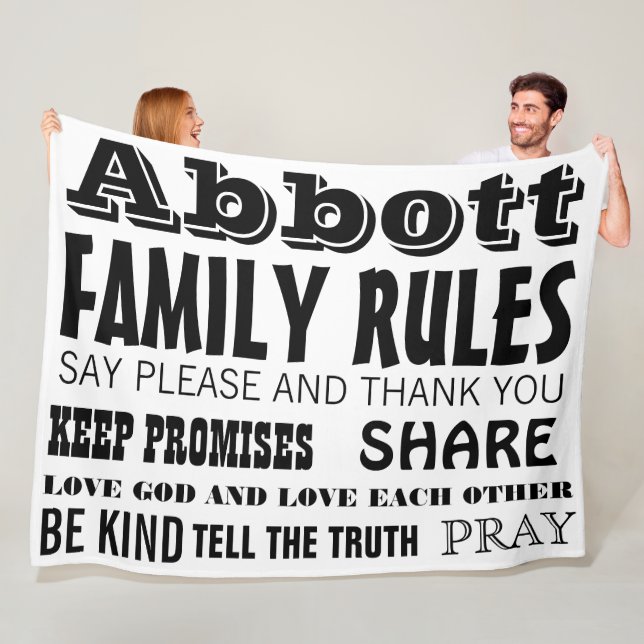 Inspiration Zitat Lebensfamilie Regeln Fleecedecke (Beispiel)
