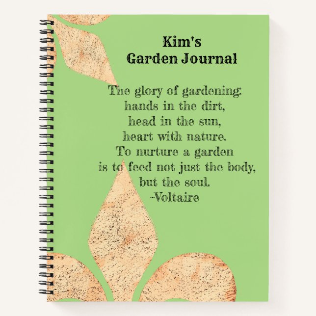 Inspiration Zitat Lilie Garden Journal Notizbuch (Vorderseite)
