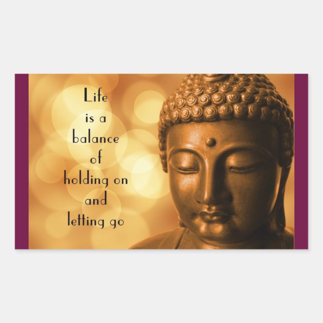 Inspiration Zitat mit einem Buddha-Bild Rechteckiger Aufkleber (Vorderseite)