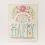 Inspiration Zitat Rosa florale glückliche Wasserfa<br><div class="desc">Ein hübsches feminines Wasserfarbenpuzzle mit den Worten,  Sie können nie zu viel glücklich sein. Entworfen für Sie von BlackBerry Boulevard.</div>