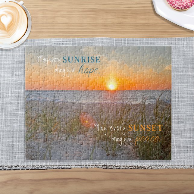 Inspiration Zitat Sonnenaufgangsmalerei (Inspirational Quote Sunrise Painting Jigsaw Puzzle)