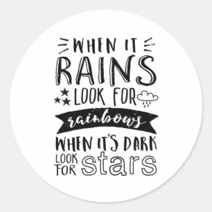 Inspiration Zitat suchen nach Star und Regenbogen Runder Aufkleber