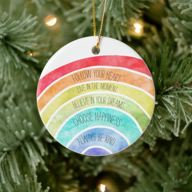 Inspiration Zitate Rainbow personalisiert  Keramik Ornament (Baum)