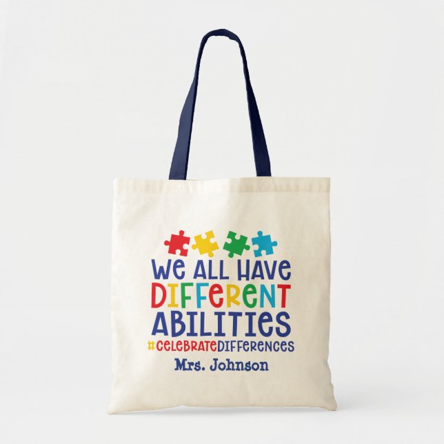 Inspirational Autism Teacher Personalized Tragetasche (Vorne)