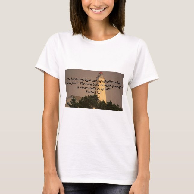 Inspirational Bibel-Vers auf Leuchtturm-Foto T-Shirt (Vorderseite)