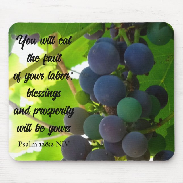 Inspirational Bible Verse Blessings Purple Grapes Mousepad (Vorne)