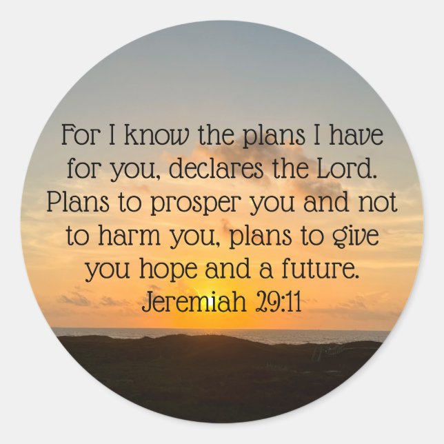 Inspirational Bible Verse Jeremiah 29:11 Sonnenauf Runder Aufkleber (Vorderseite)