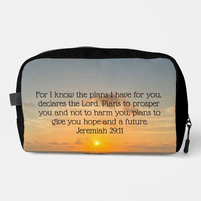 Inspirational Bible Verse Jeremiah 29:11 Sonnenauf Waschbeutel (Vorderseite)